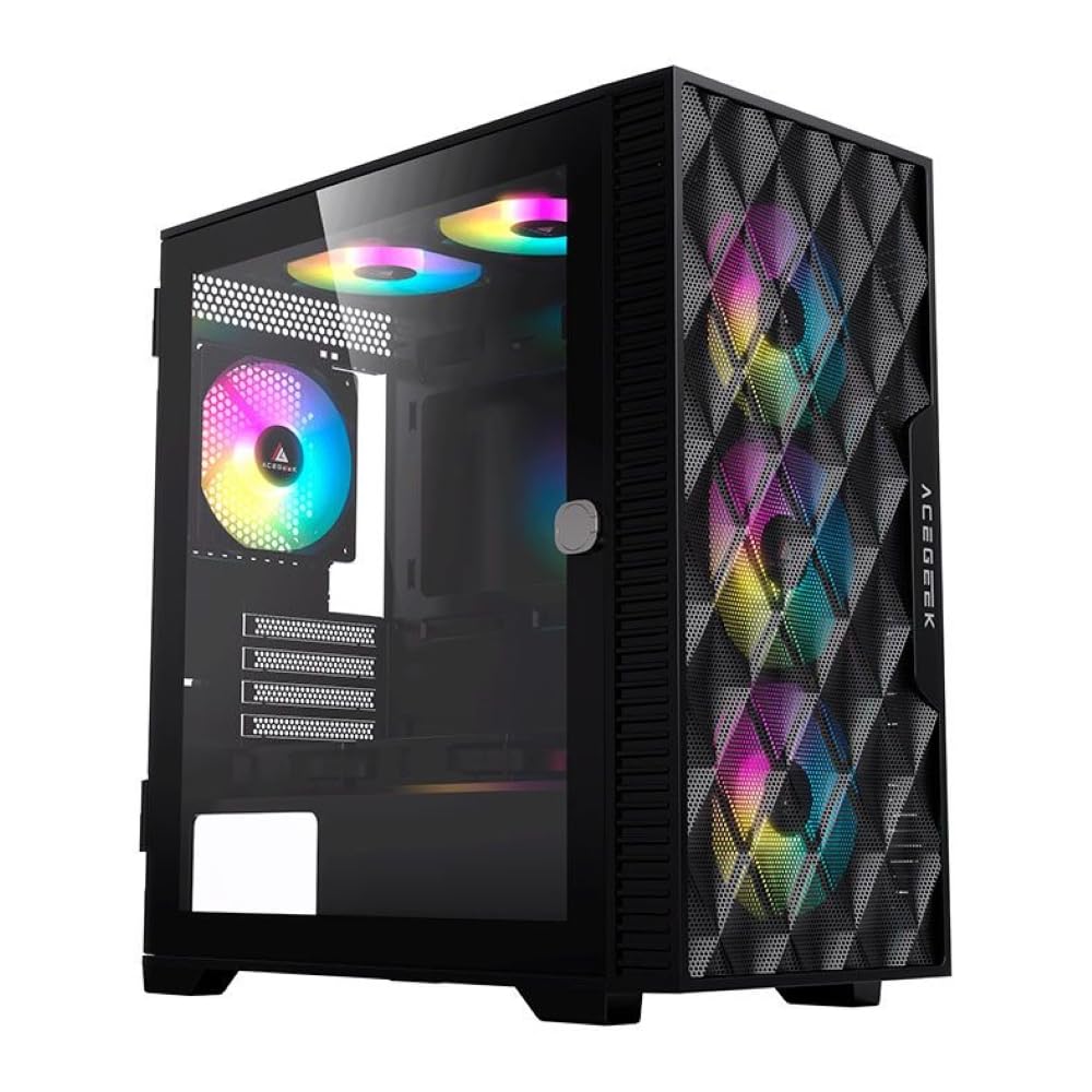 Gabinete Gamer Acegeek Darkfate Mini Mesh, Mid-Tower, Lateral de
